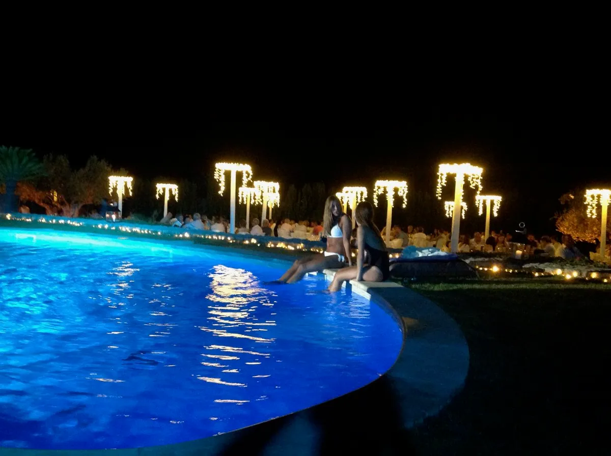 Poolside event lit by The Balearic Lighthouse